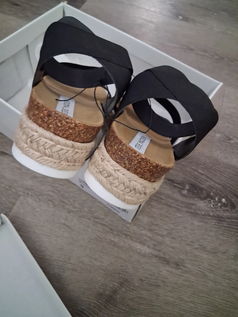 Steve Madden Black Double-Strap Espadrille Sandals
